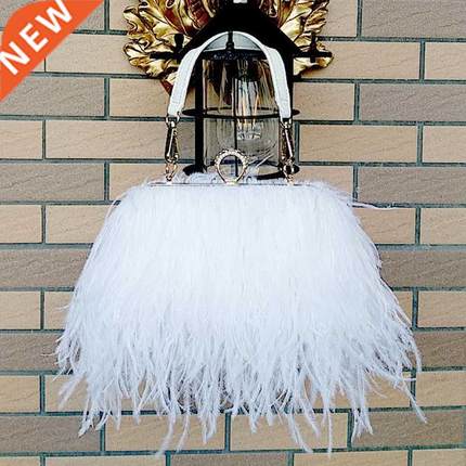 Women Bags Handbags Famous Brands Ostrich Feather Clutch Lux