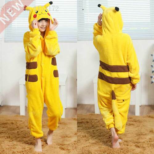 Kigurumi Pika Carton Animal Onesies Pajamas Boys Girls Costu