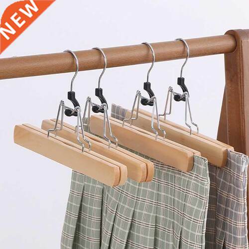 1 Set of 10 Multifunction Wooden Pants Hanger Rack Anti Slip