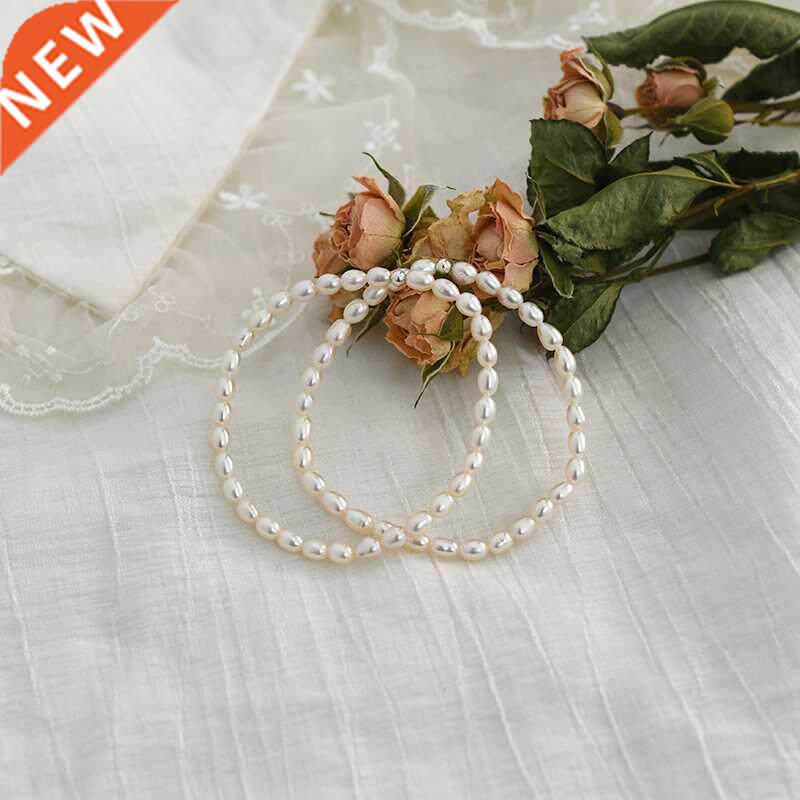 ASHIQI 3-4mm Real Natural Freshwater Pearl Elastic Bracelet