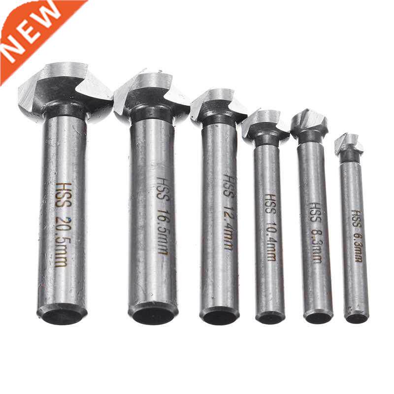 6Pcs 6.3-20.5mm Chamfering End Mill Cutter 3 Flute Round sha