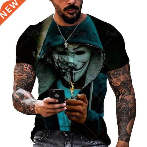 Fashion Summer Hot Sale 3D Printing Evil Clown Pattern Male/