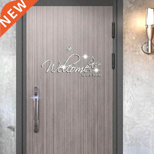 3D Mirror Wall Stickers Welcome To Our Home Adhesive Wall