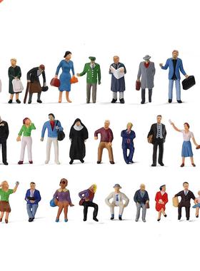 30pcs HO scale 1:87 Standing Seated Passenger People Painted