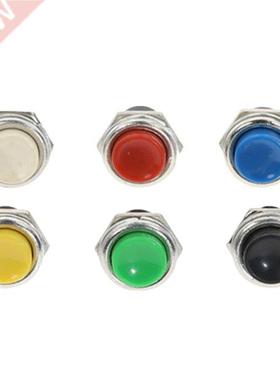 6Pcs 16mm Metal Button Switch OFF-(ON) Momentary 6A 250VAC P