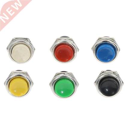 6Pcs 16mm Metal Button Switch OFF-(ON) Momentary 6A 250VAC P