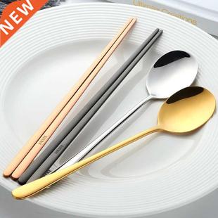18/8 Korean Stainless Steel Food Chopsticks Spoon Set Long H