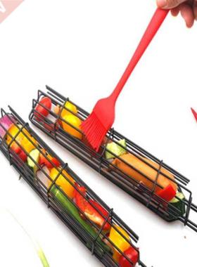 1pc Portable BBQ Grilling Basket Stainless Steel Nonstick