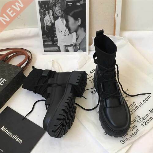 Martin boots woman 2021 new ladies casual stretch fabric soc
