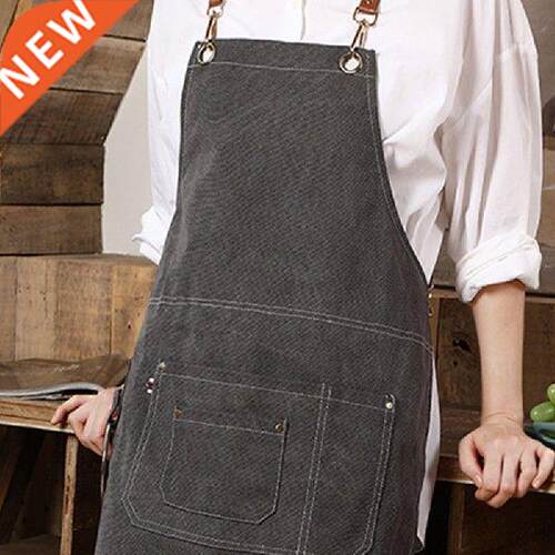 Denim Work Apron with 3 Pockets 1 Tool Ring Back Cross