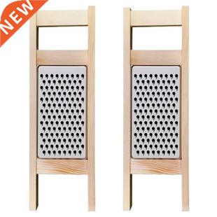 Stainless Steel Handheld Cheese Grater with Wooden Handle Mu