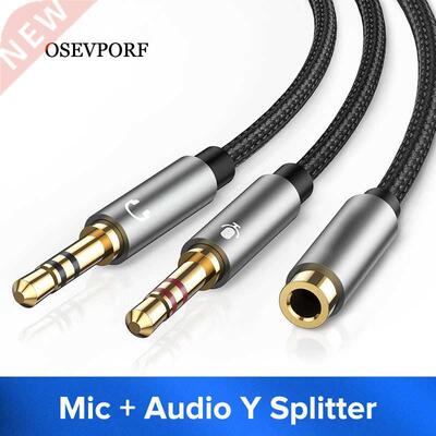 Audio Cable Headphone Microphone Splitter 2Male to 1Female