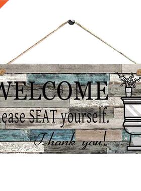 Rectangular Welcome Sign Wood Plaque Art Wall Letter Print