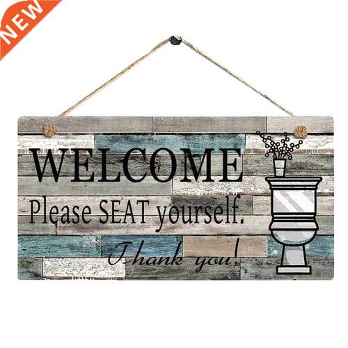 Rectangular Welcome Sign Wood Plaque Art Wall Letter Print