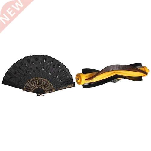 1 Pcs Frame Embroidery Floral Detail Folding Hand Fan & 1 Pc