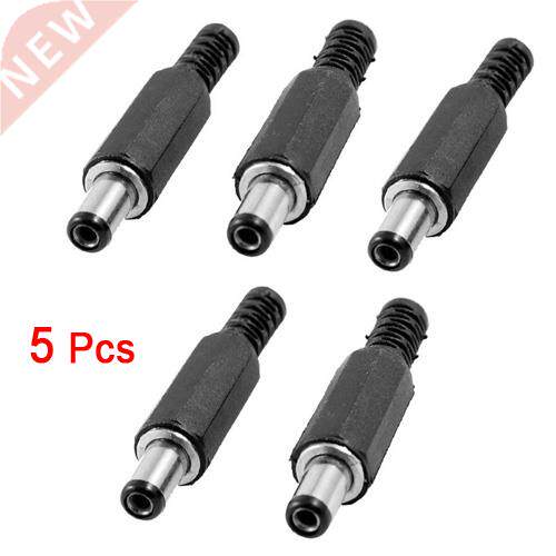 5Pcs Black 2.1mm x 5.5mm DC Power male Jack Connector Plug D