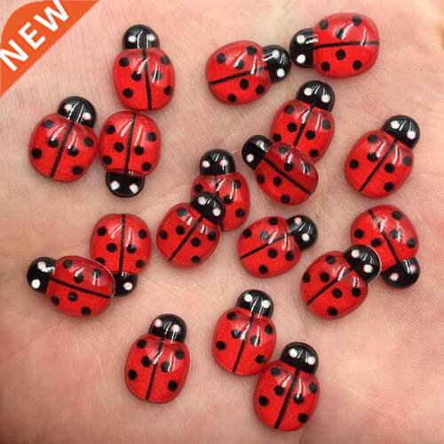 60pcs Resin Cute Colorful Beautiful Red Beetle Flat Back Rhi