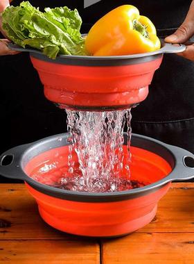 Foldable Round And Square Silicone Colander Fruit Vegetable