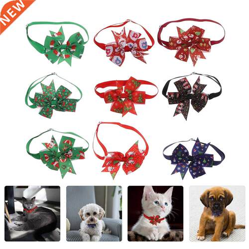 9pcs Xmas Theme Pet Bow Tie Creative Collar Dog Bowknot