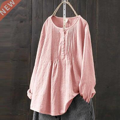 Spring Autumn Long Sleeve Cotton Linen Blouse women Bohemian