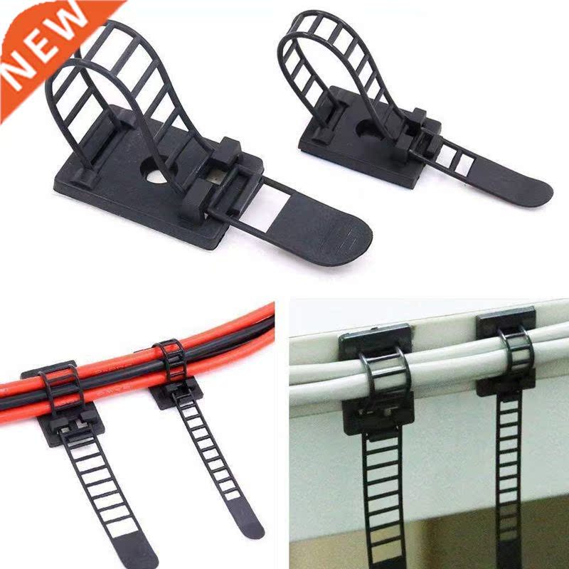 50Pcs 2 Sizes Adjustable Self-Adhesive Nylon Cable Straps Ca