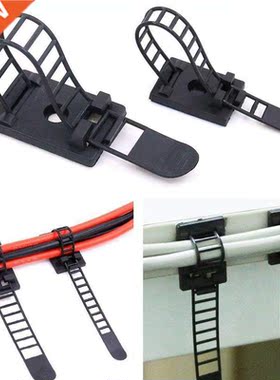 50Pcs 2 Sizes Adjustable Self-Adhesive Nylon Cable Straps Ca