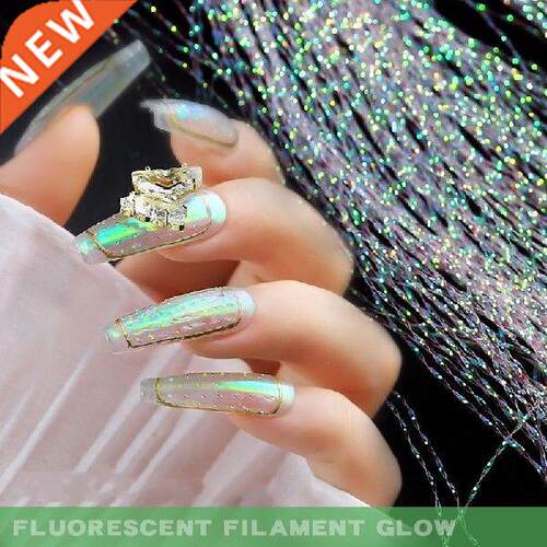 New Fashion Fluorescent Thread Nail Sticker Laser Glitter