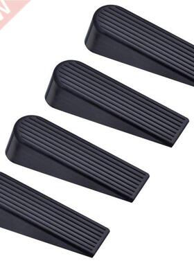 4 Pack Door Wedge Shaped Rubber Door Stops Non-Slip Black Do