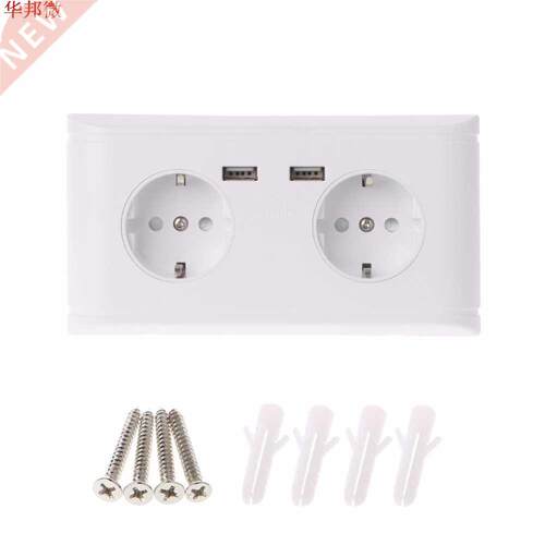 16A Wall Double Socket Charger Adapter Double USB Port