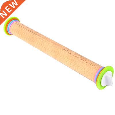 Adjustable Wood Rolling Pin with Removable Rings,Dough Rolle