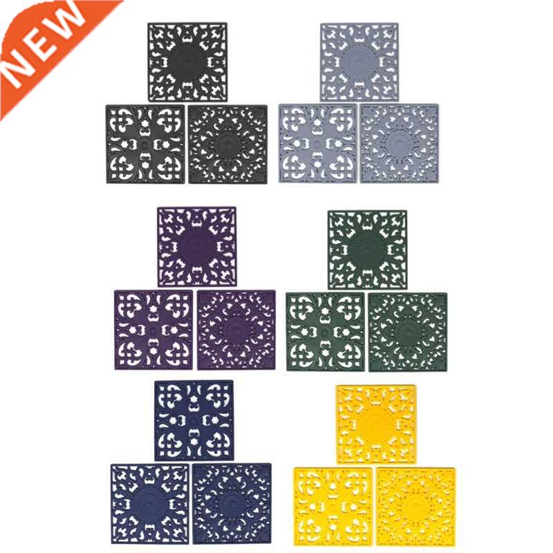 Pcs/Set Square D Embroider Silicone Placemat Tableware Oil