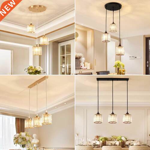 Modern K9 Crystal Pendant Lights Fixture Gold&Black Kitc