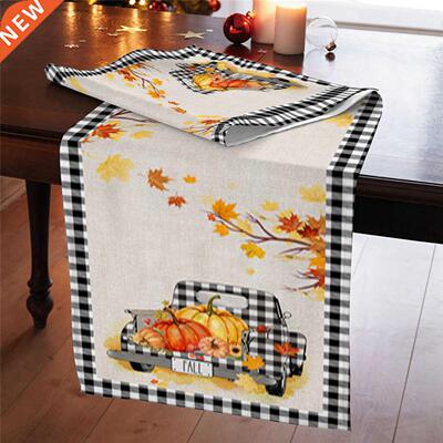 Table Cloth Maple Leaf Pumpkin Print Table Cover Tablecloth