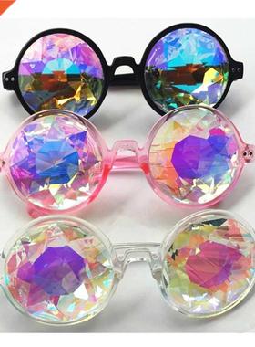 1pcs Clear Round Glasses Kaleidoscope Eyewears Crystal Lens