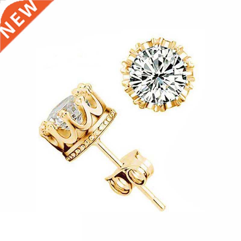 Fashion Jewelry Crown Women Classic Shining Zircon Small Stu