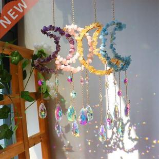 Hanging Moon Glass Crystal Suncatcher |Holographic Prism