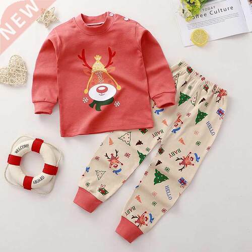 2022 Christmas Pajama Sets Boy Elk Santa Claus Pattern Sleep