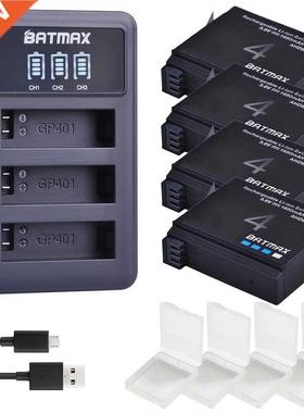 4Pcs 1680mAh Gopro Hero 4 Battery Replacement + LED 3-Slots