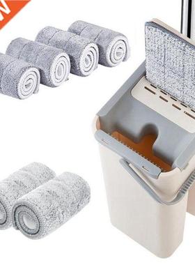 6pcs Cloth Flat Squeeze Auto Spin Mop Fiber Avoid Hand Washi