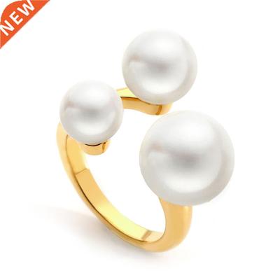 VAROLE Beautiful Pearl Ring Gold Color Ladies midi knuckle R