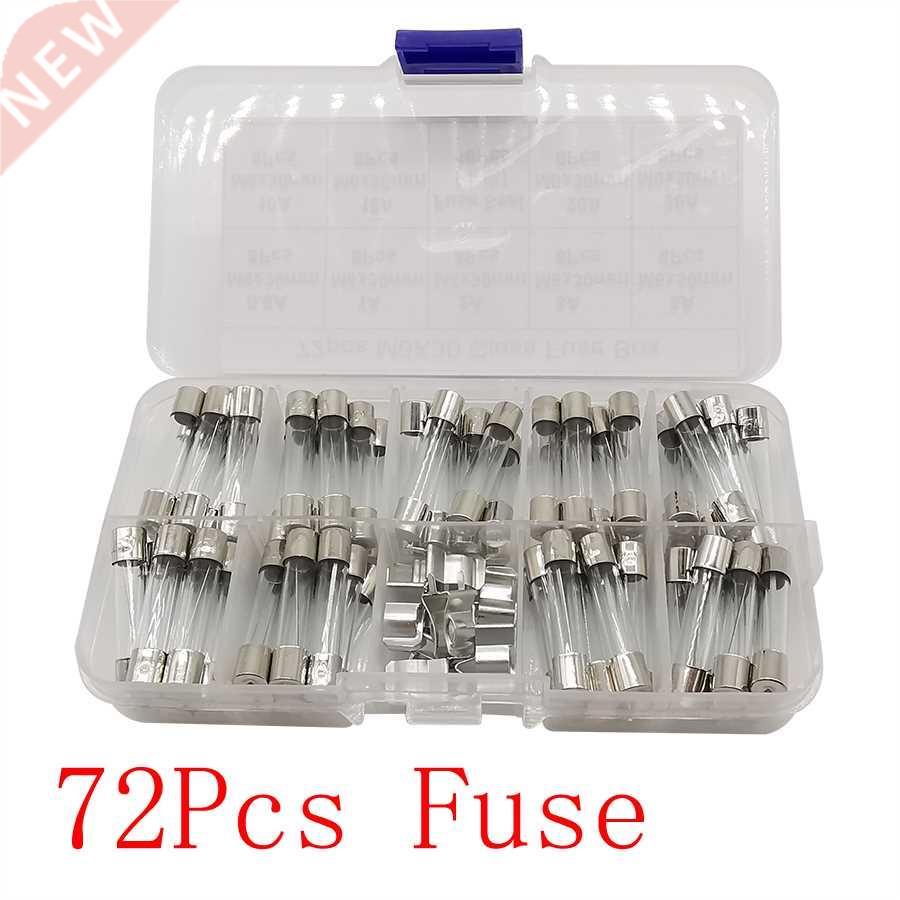 72Pcs 6x0mm Fast-blow Glass Fuse Car Glass Tube Fuses Assor