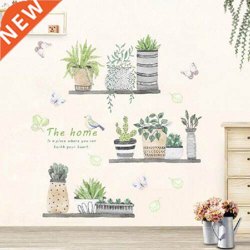 Garden Plant Bonsai Flower Butterfly Wall Stickers Home