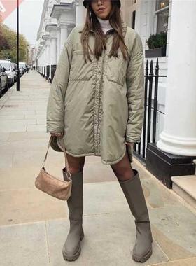 PUWD Casual Woman Loose Thin Fleece Shirt Jacket 2021 Sprin