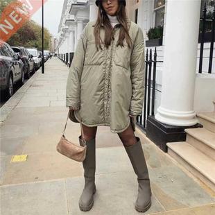 PUWD Casual Woman Loose Thin Fleece Shirt Jacket 2021 Sprin