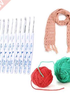 9pcs 2-6mm Crochet Hooks Plastic Handle Aluminum Knitting