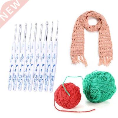 9pcs 2-6mm Crochet Hooks Plastic Handle Aluminum Knitting