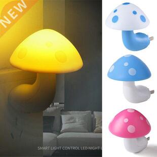 PCS Led Night Light Mushroom Wall Socket Lamp Eu Us Plug