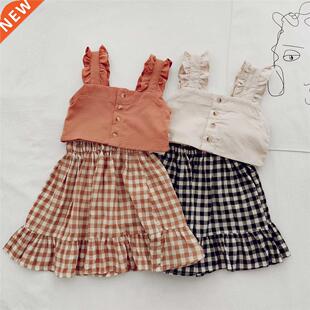 Kids Baby Girl Clothes Set ops Solid Sleeveless shirt Crop P
