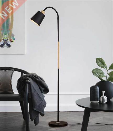 Nordic White Black Wood Color Floor Lamp Modern E27 Floor L