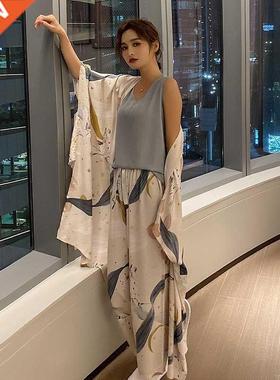 New 4 Pieces Printed Pajamas For women Sets Autumn Pyjamas S